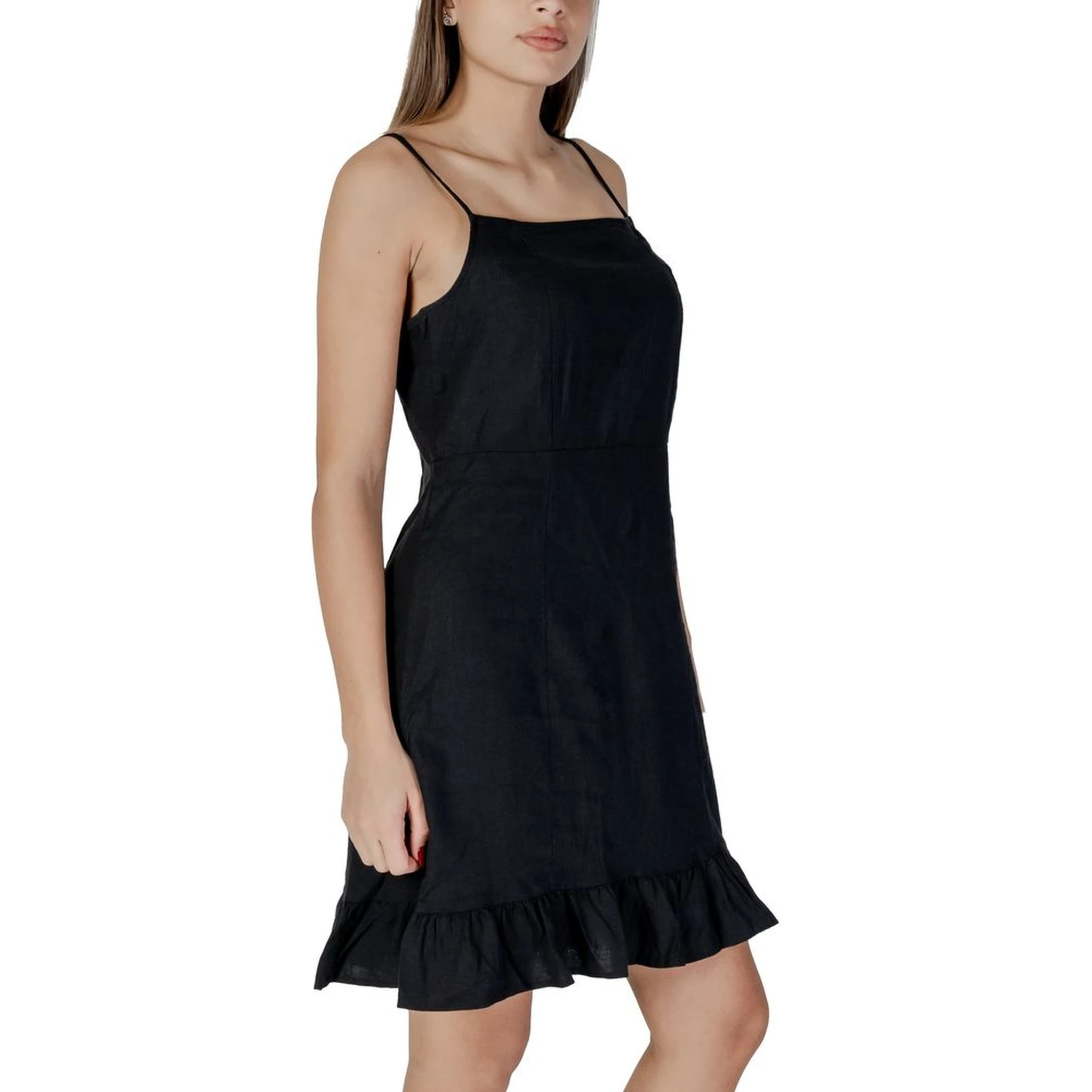 Black Linen Midi Dress