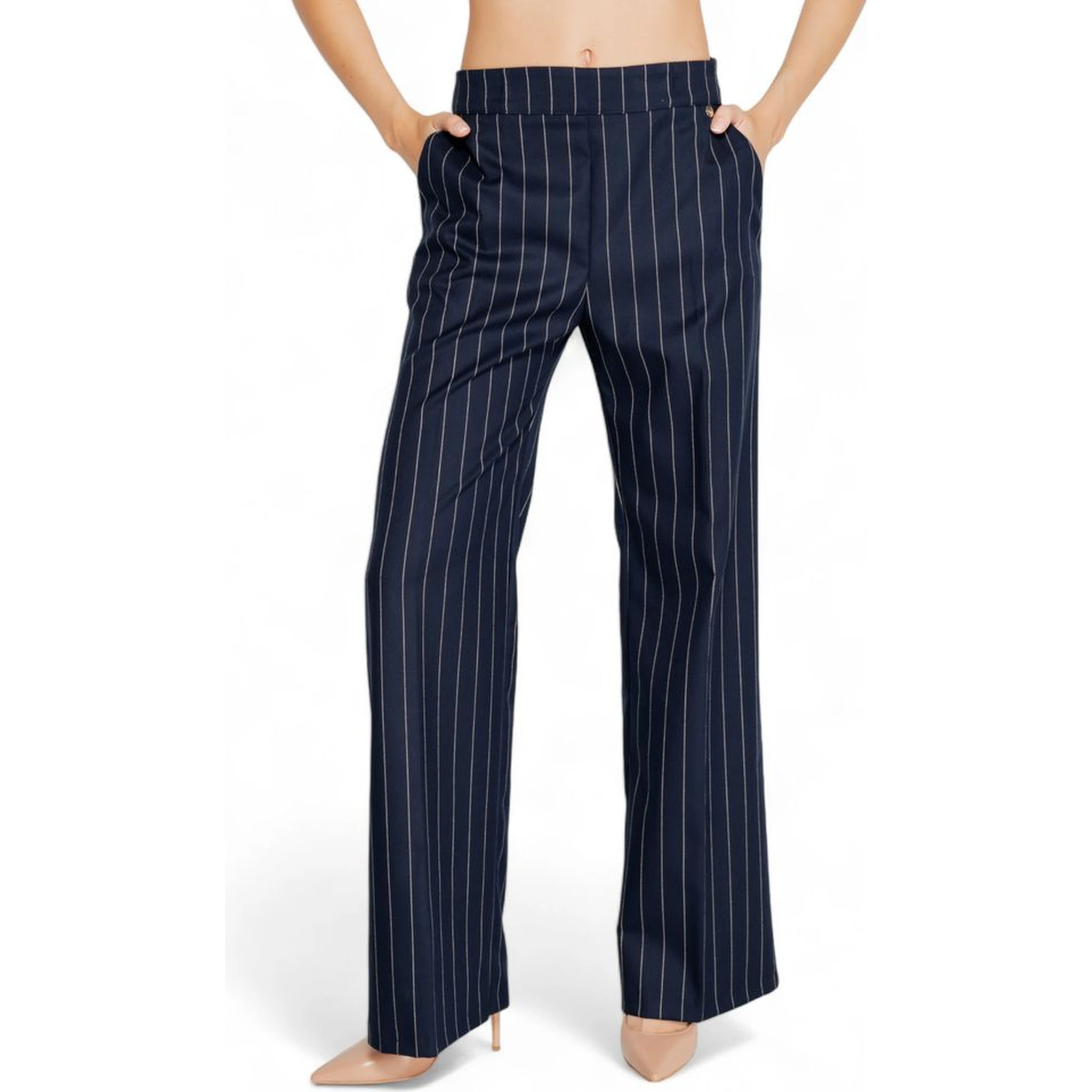Blue Polyester Dress Pants
