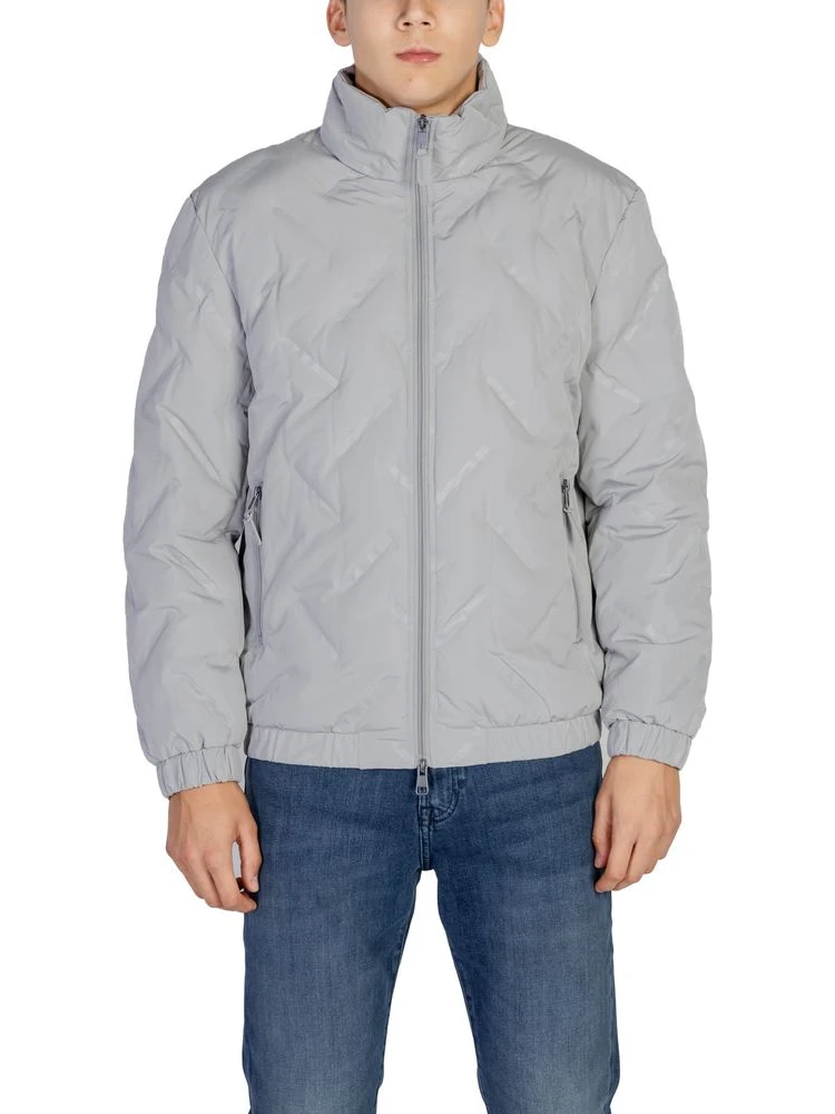 Gray Polyester Jackets And Coat