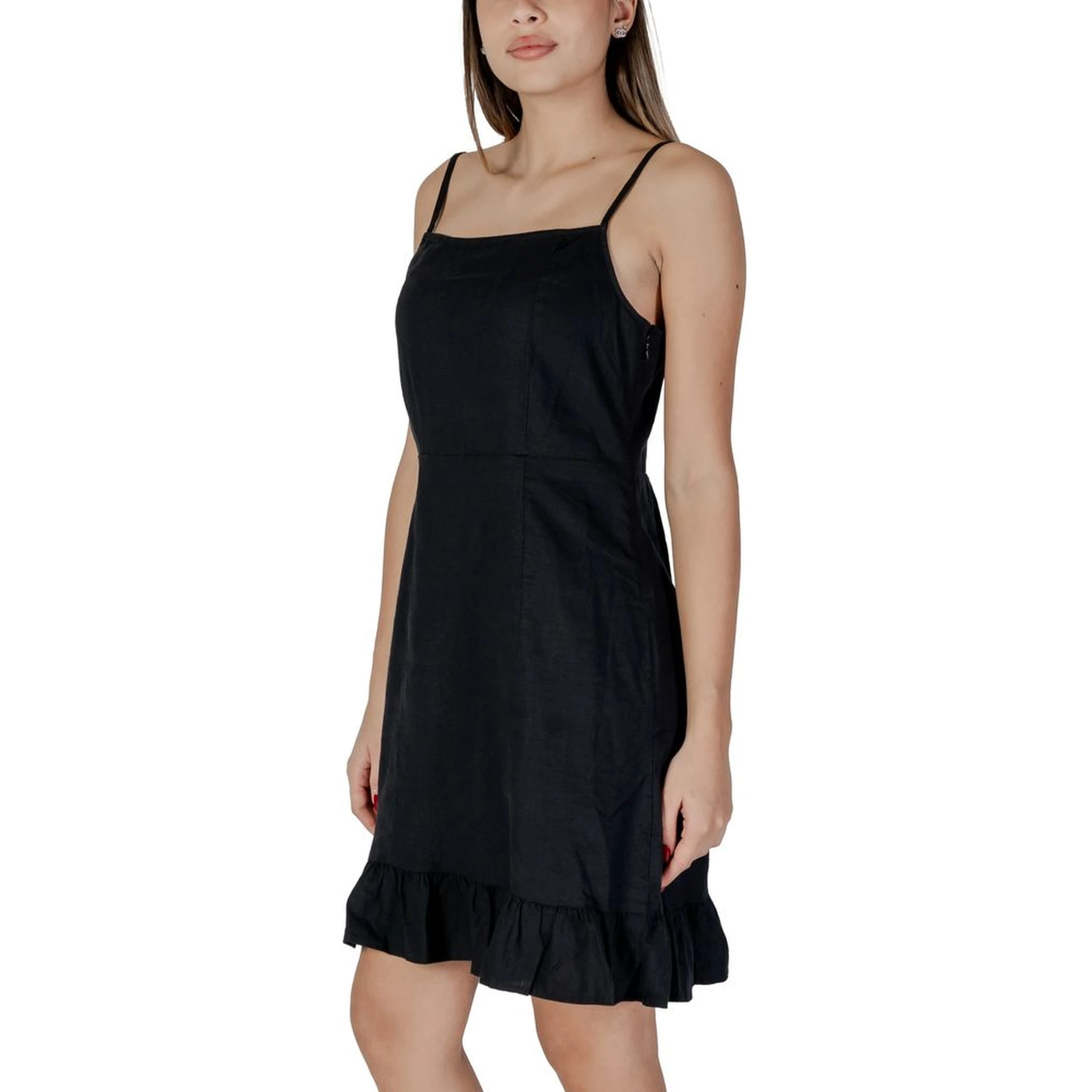 Black Linen Midi Dress