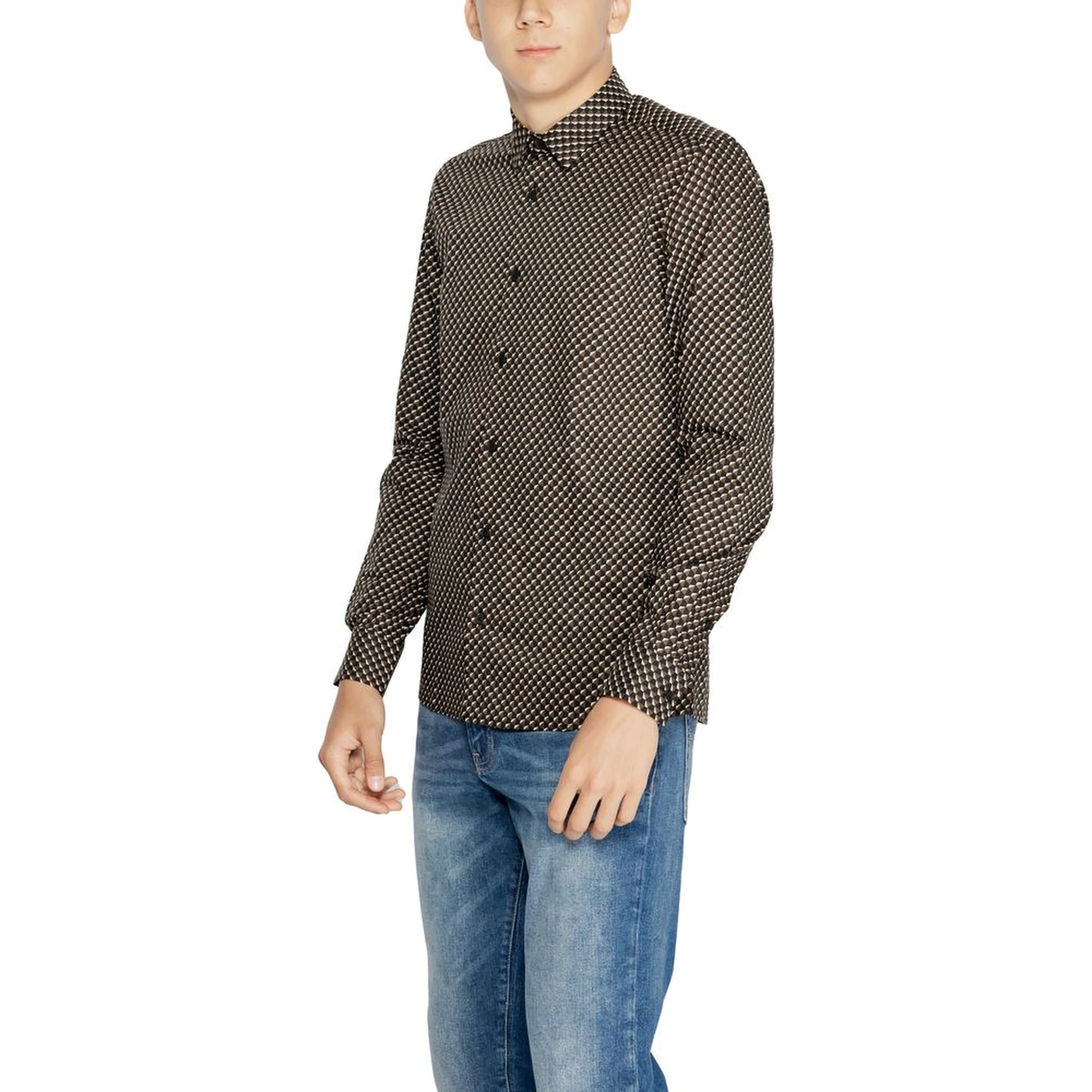 Brown Cotton Pattern Shirt
