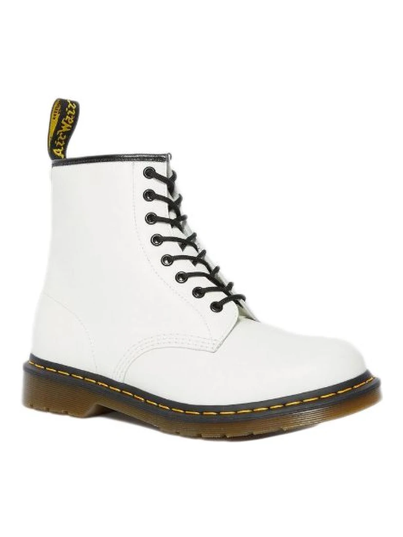 White Leather Lace-Up Boots