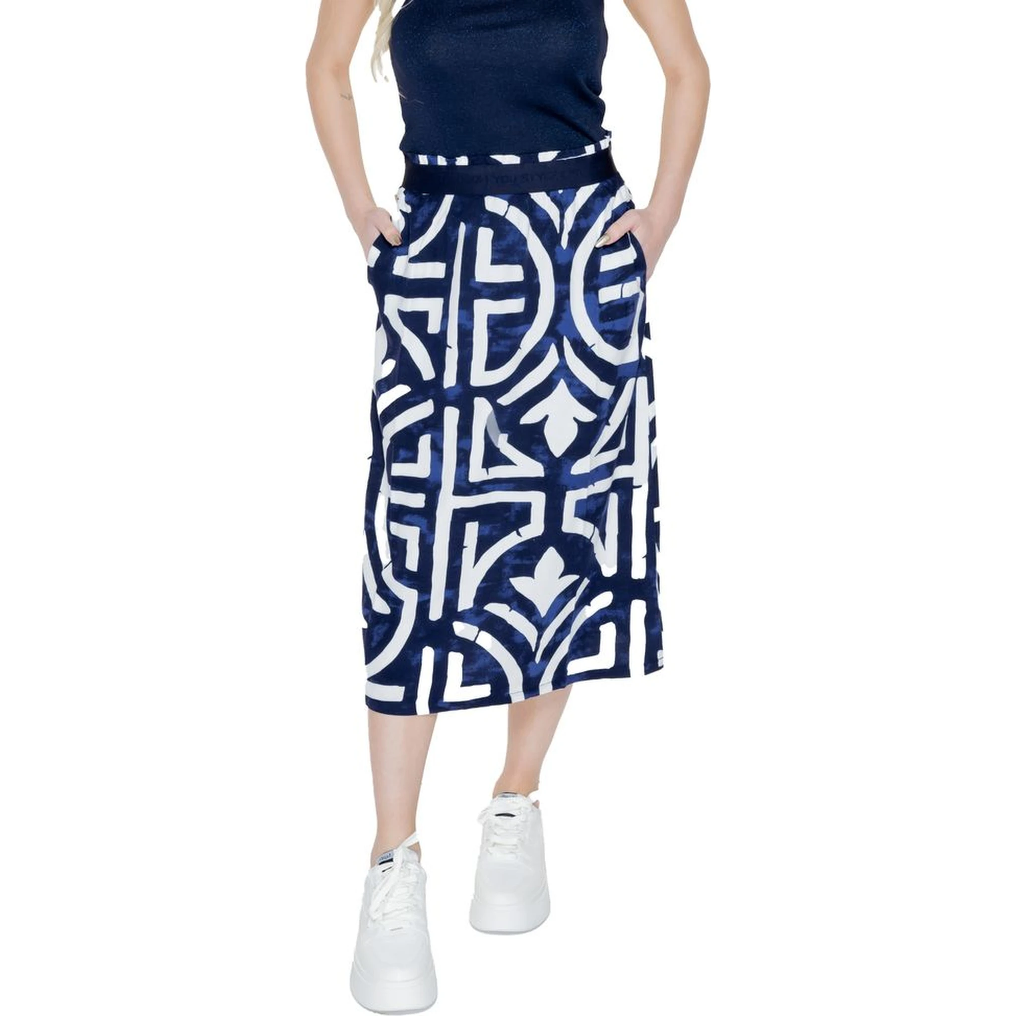 Blue Viscose Long Skirt