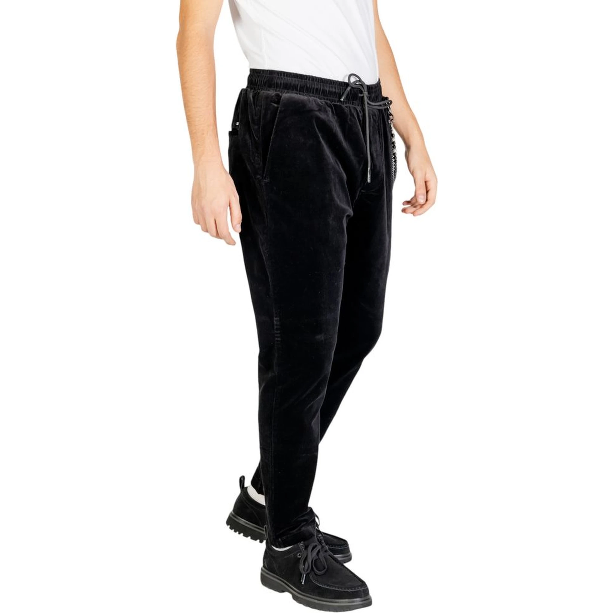 Black Cotton Casual Pants