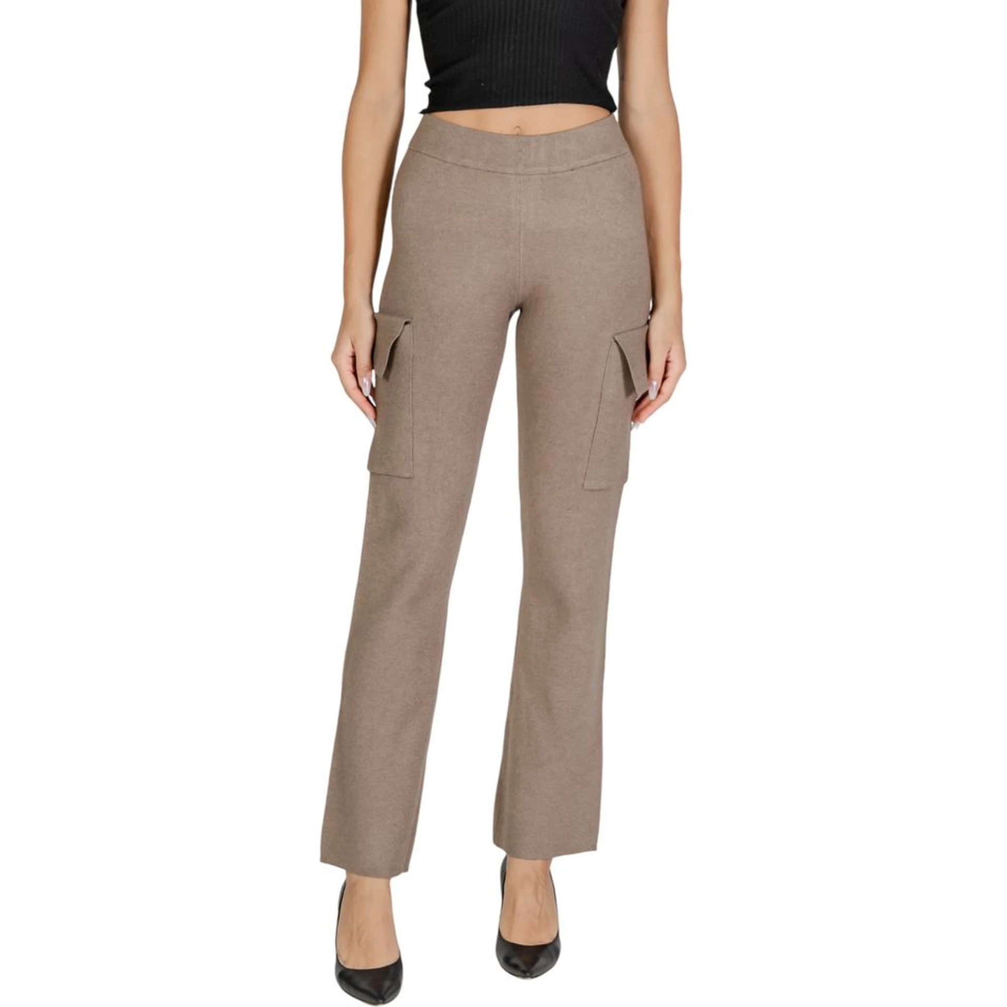 Beige Viscose Cargo Pants