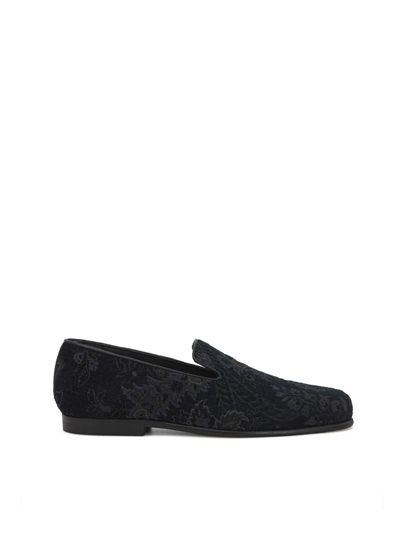 Blue Leather Slip-On Loafers