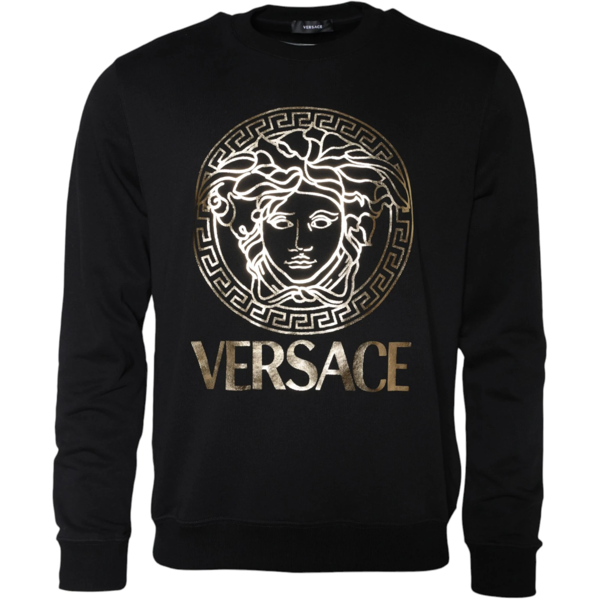 Black Medusa Fleece Cotton Crew Neck Sweatshirt Sweater