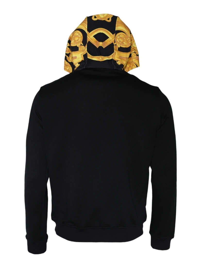 Black Medusa Print Cotton Full Zip HoodieSweatshirt Sweater