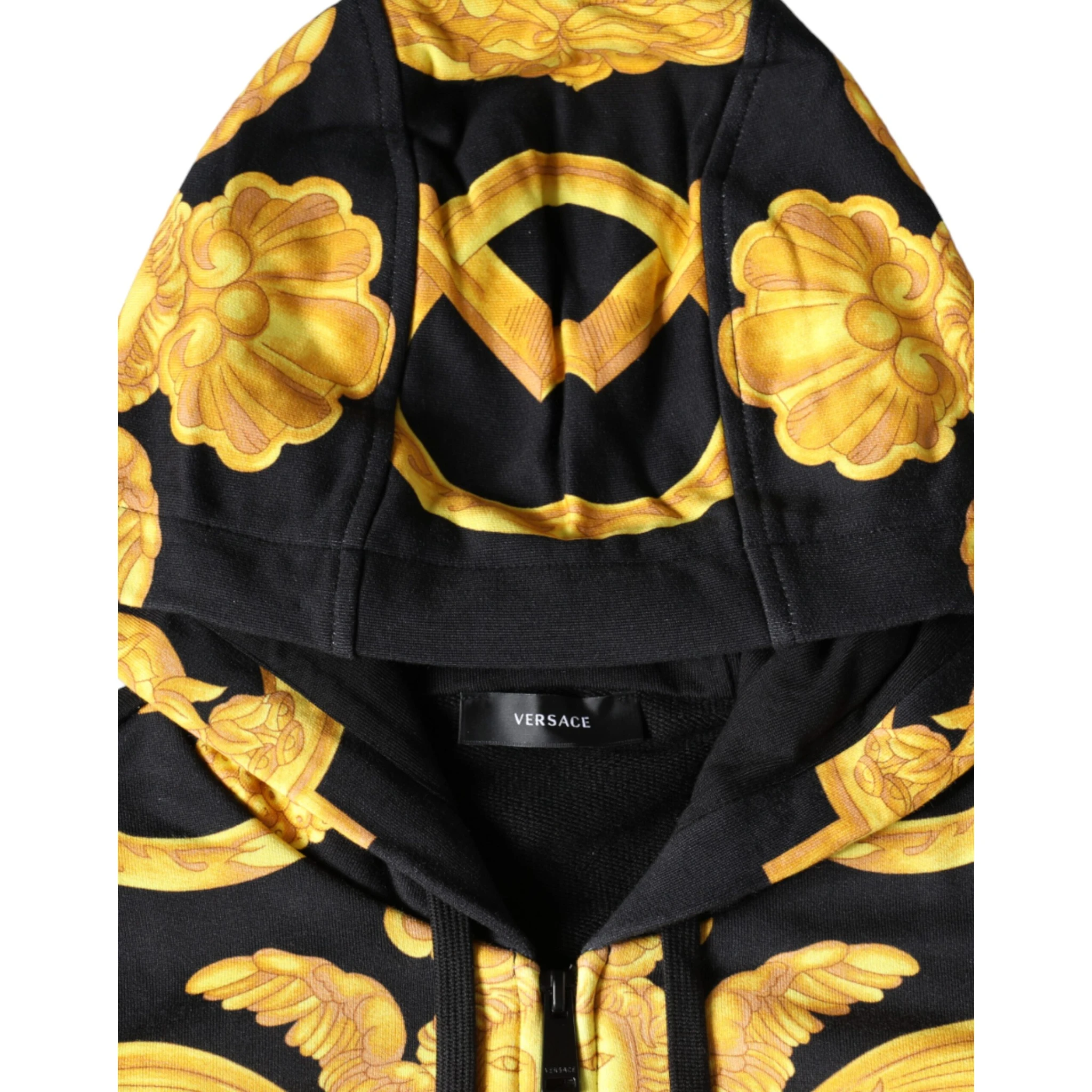 Black Medusa Print Cotton Full Zip HoodieSweatshirt Sweater