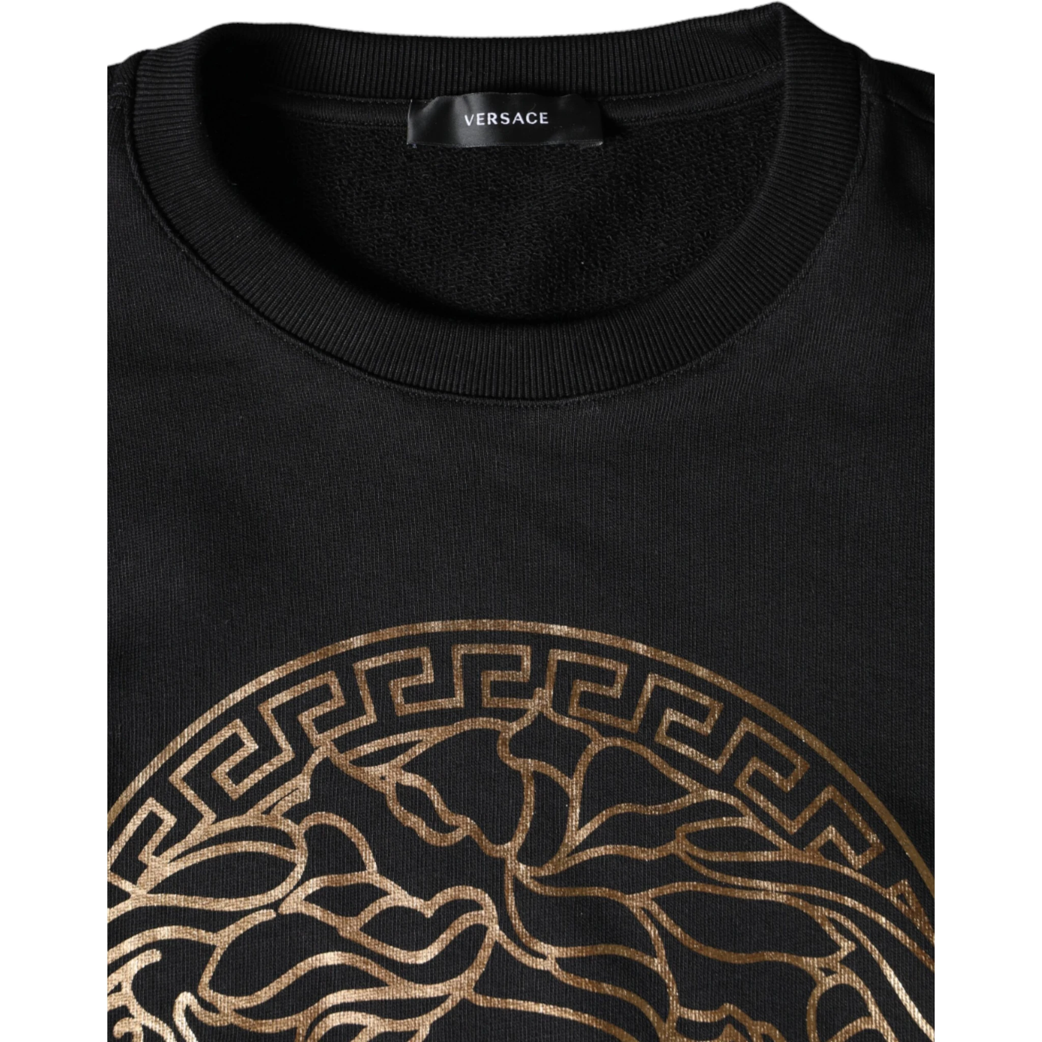 Black Medusa Fleece Cotton Crew Neck Sweatshirt Sweater