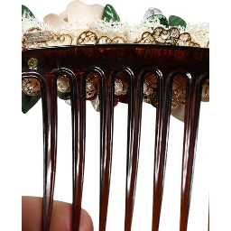 Brown Plastic Crystal Floral Women Hair Comb