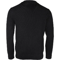 Black Medusa Embroidery Crew Neck Pullover Sweater