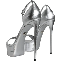 Silver Leather Platform Keira Sandals Shoes