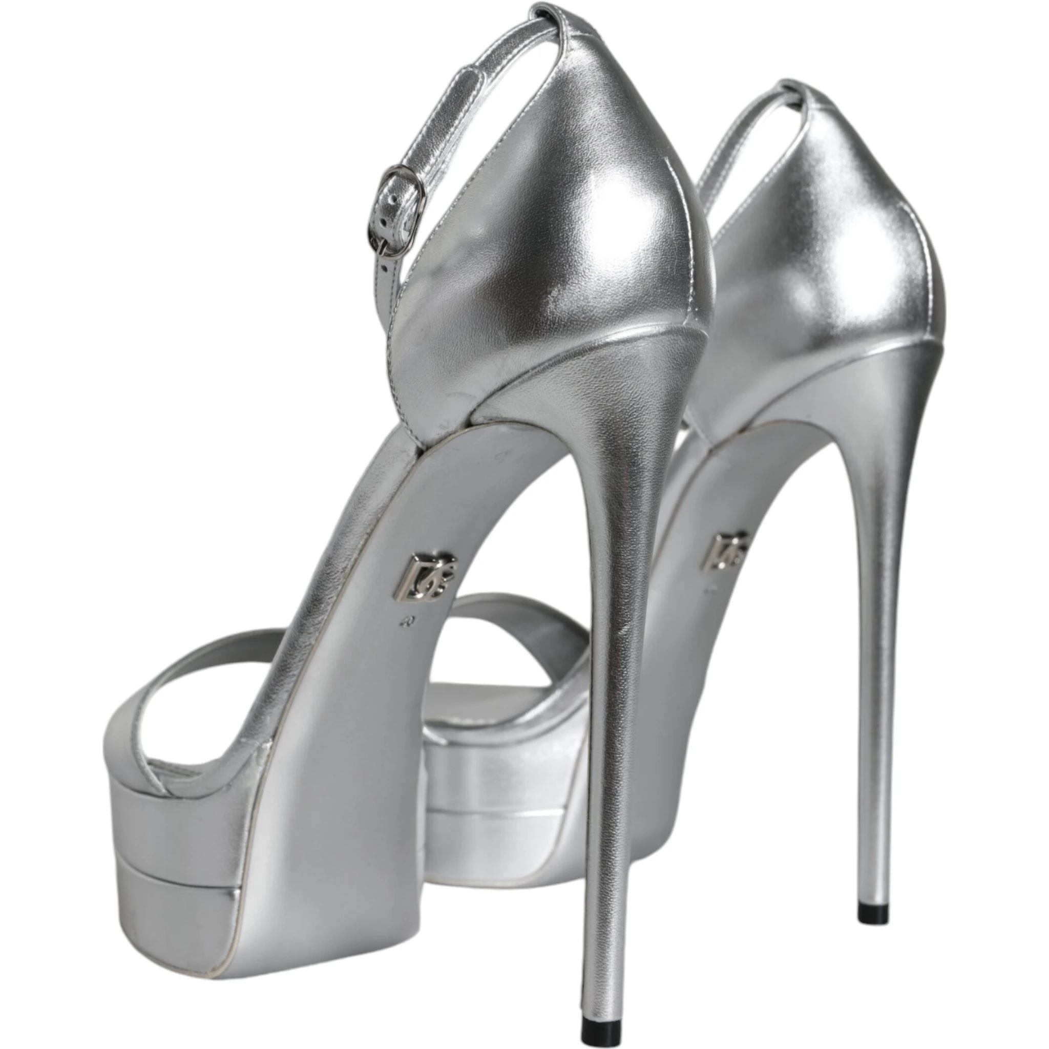 Silver Leather Platform Keira Sandals Shoes