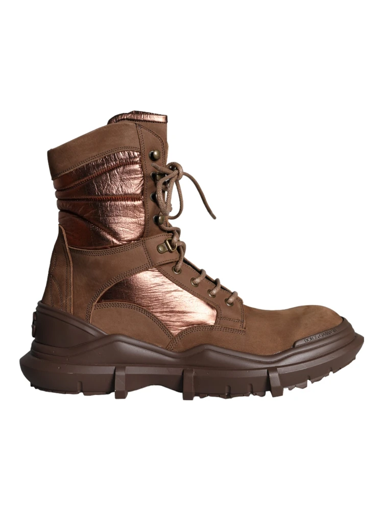 Brown Suede Leather Military Combat Men Boots Shoes