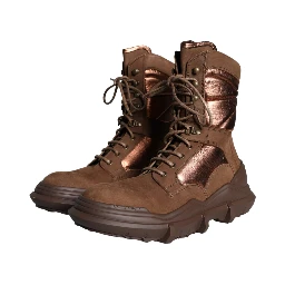 Brown Suede Leather Military Combat Men Boots Shoes