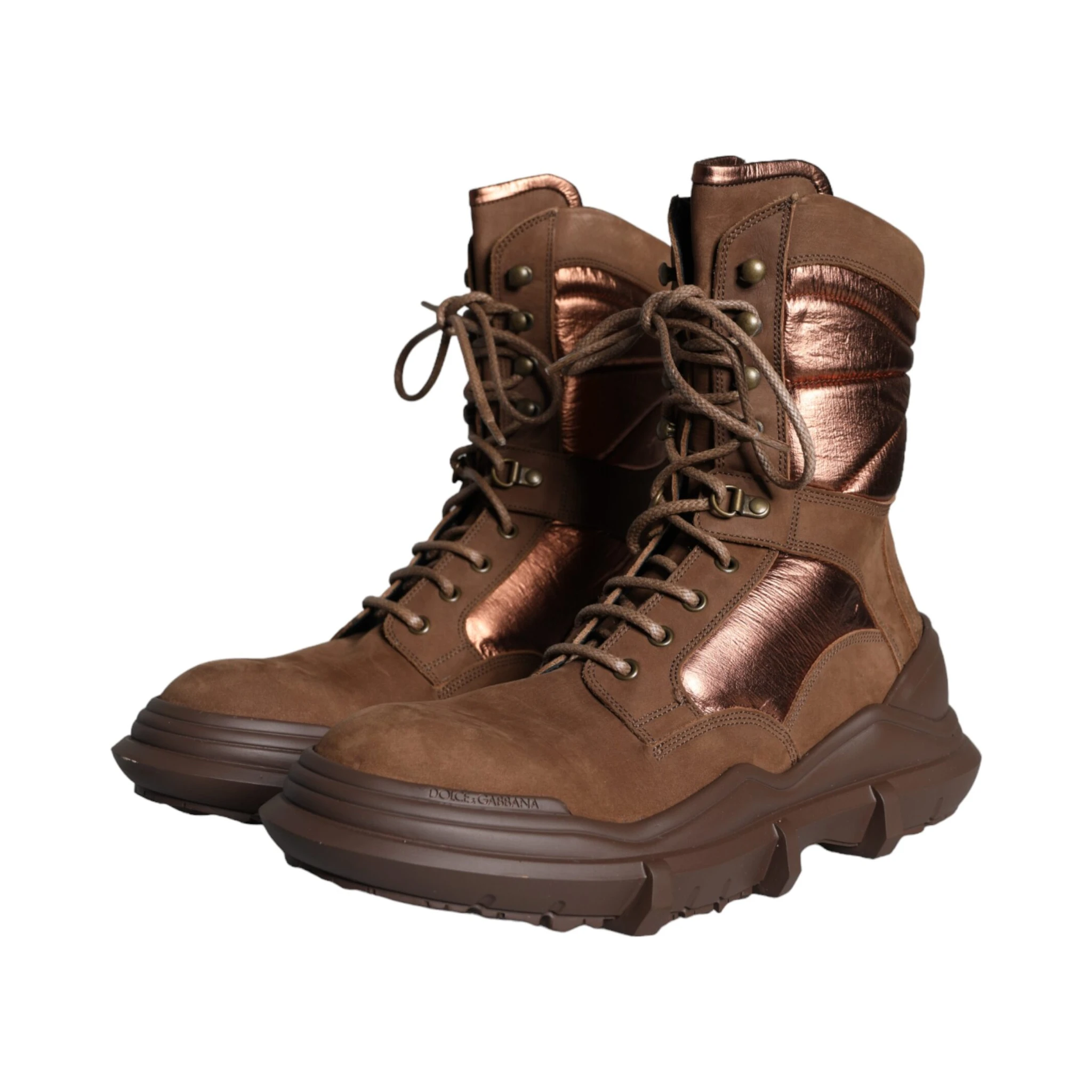 Brown Suede Leather Military Combat Men Boots Shoes