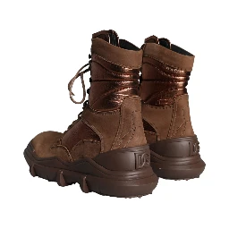 Brown Suede Leather Military Combat Men Boots Shoes