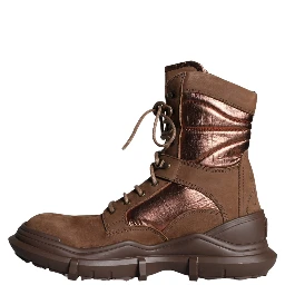 Brown Suede Leather Military Combat Men Boots Shoes