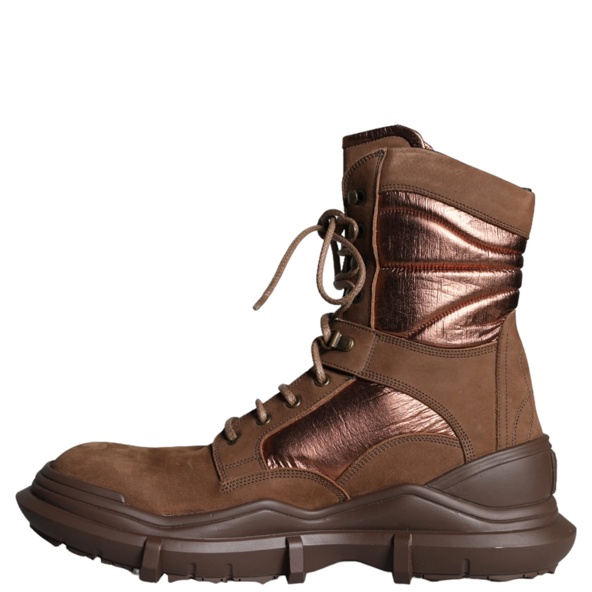 Brown Suede Leather Military Combat Men Boots Shoes