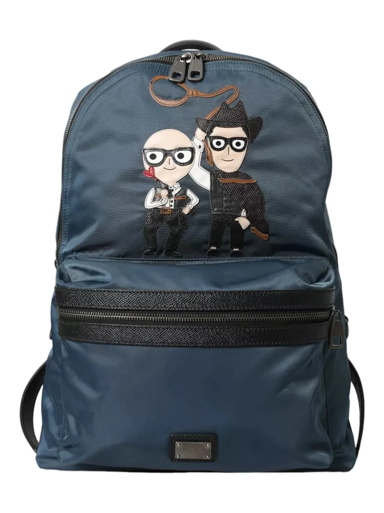Blue Nylon #DGFamily Patch Men Backpack Bag