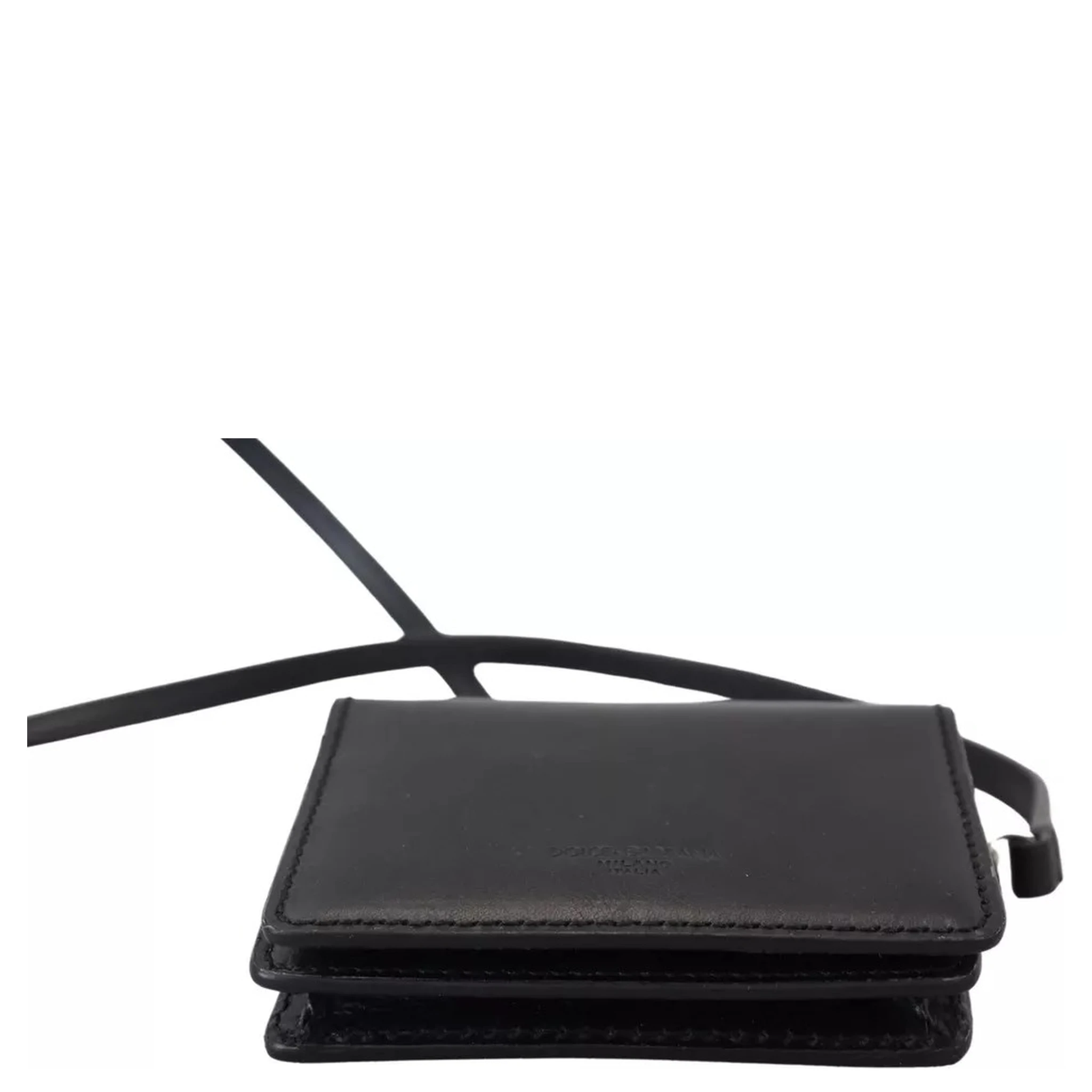 Black Leather Bifold Shoulder Sling Women Wallet