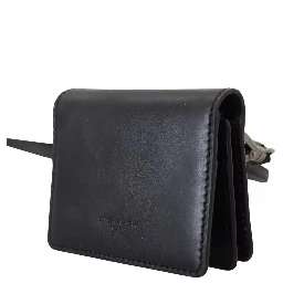 Black Leather Bifold Shoulder Sling Women Wallet