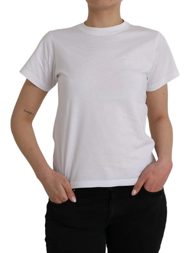 White Cotton Crew Neck Short Sleeves T-shirt alternative