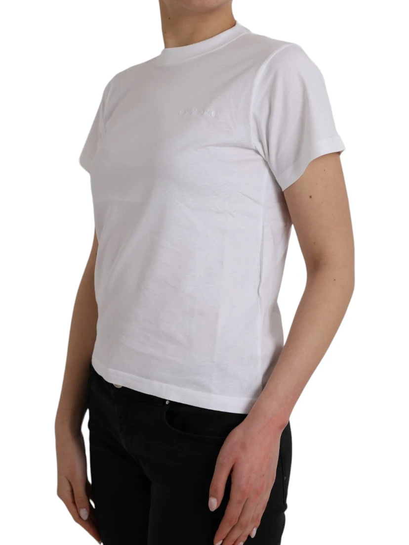 White Cotton Crew Neck Short Sleeves T-shirt
