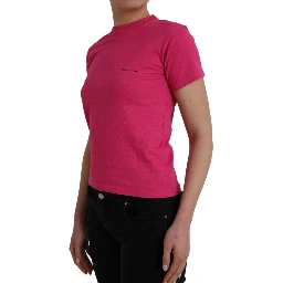 Pink Cotton Crew Neck Short Sleeves Tee Top T-shirt