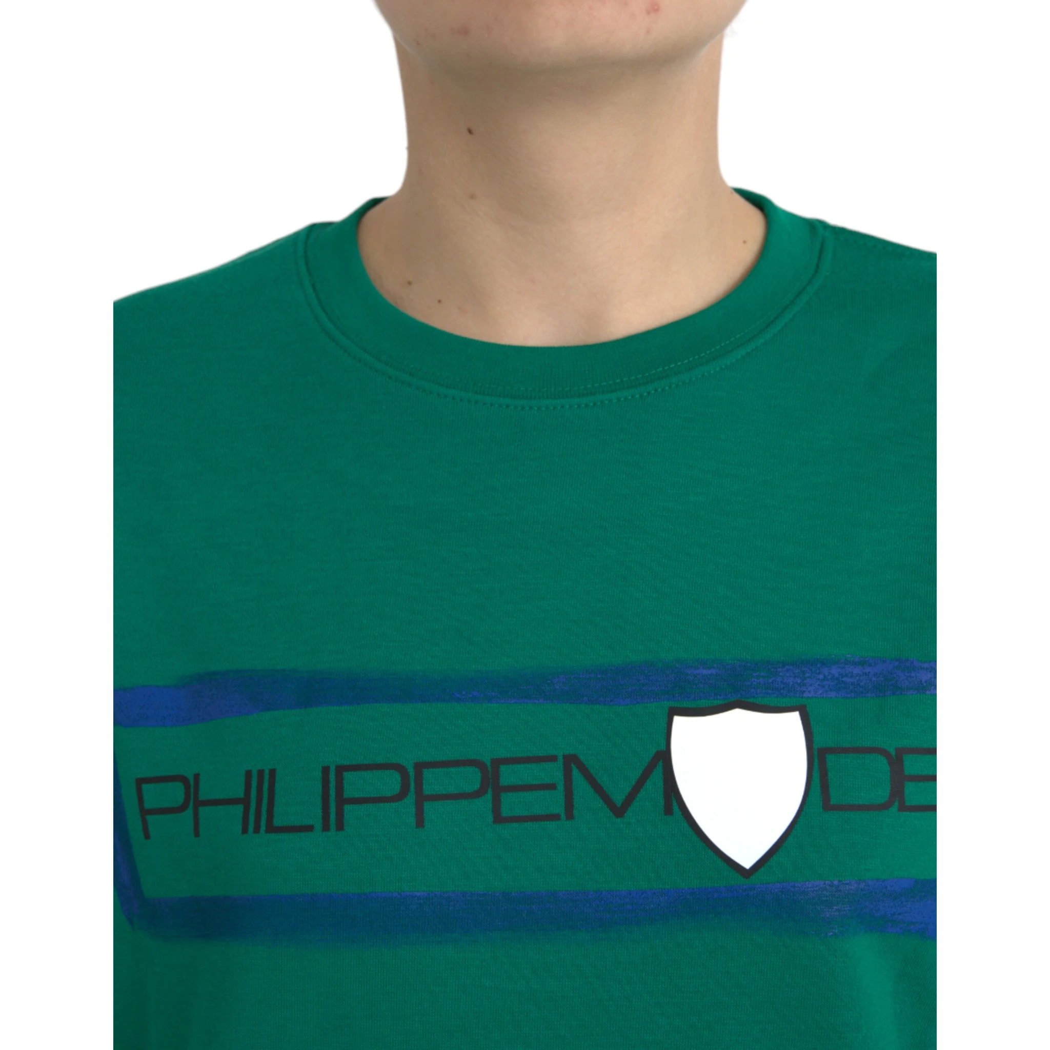 Green Cotton Logo Print Long Sleeves Pullover Sweater