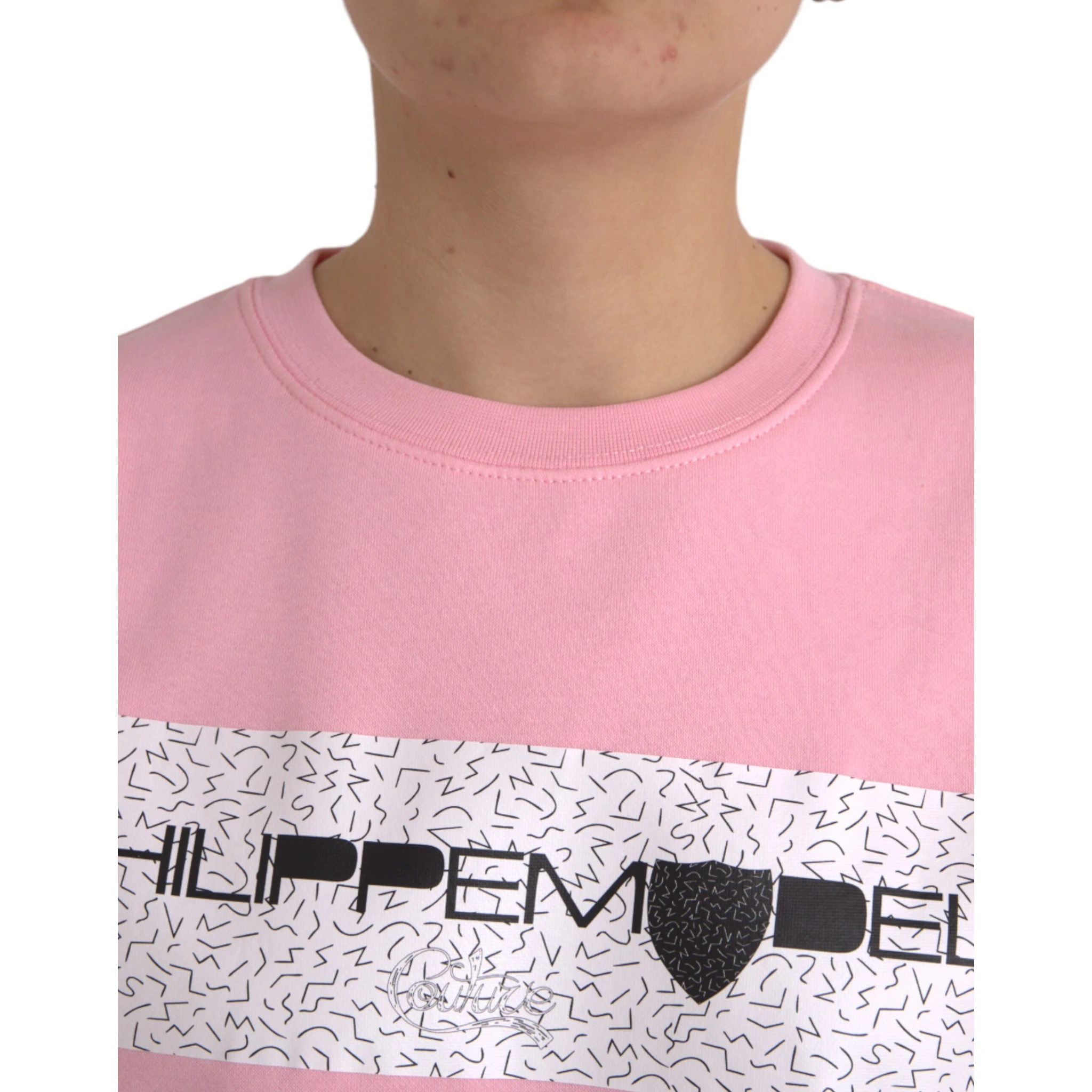 Pink Cotton Logo Long Sleeves Pullover Sweater