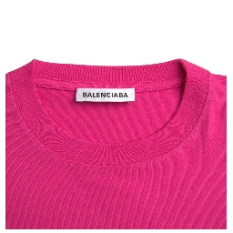 Pink Cotton Crew Neck Short Sleeves Tee T-shirt