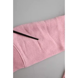 Pink Cotton Logo Print Long Sleeves Pullover Sweater