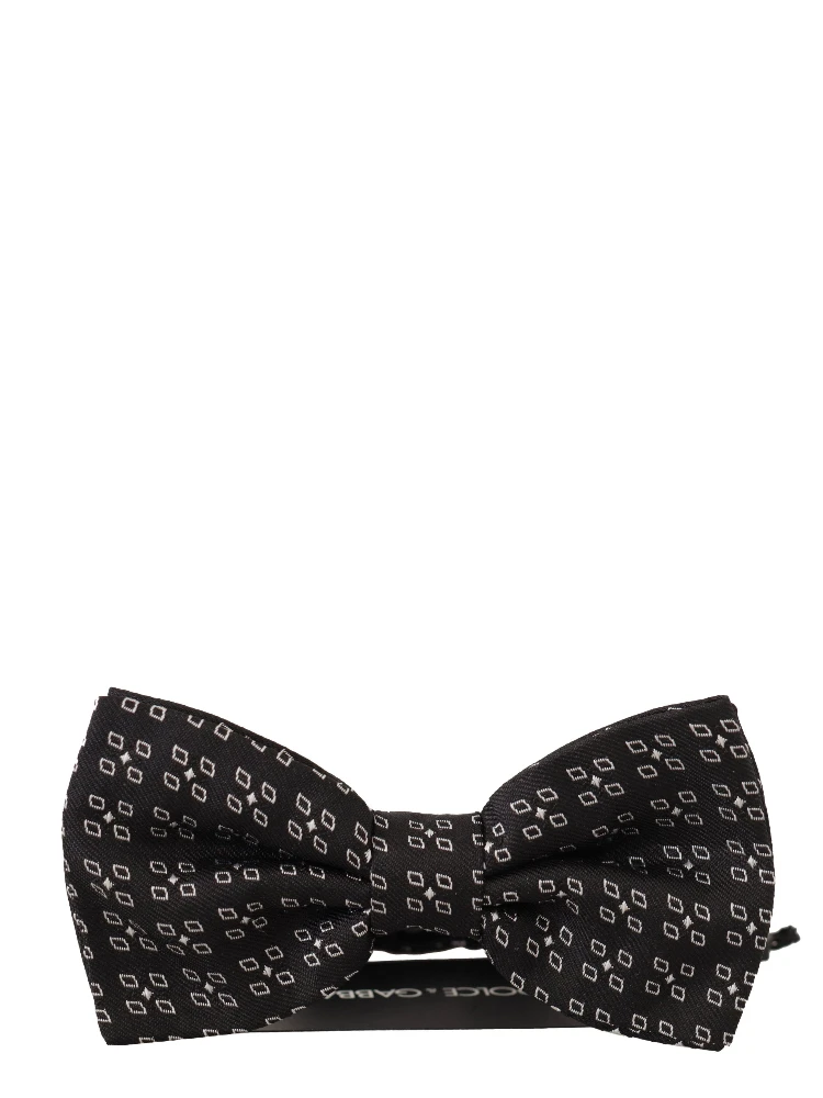 Black White Polka Dot 100% Silk Neck Papillon Tie