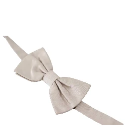 Gray 100% Silk Adjustable Neck Papillon Tie