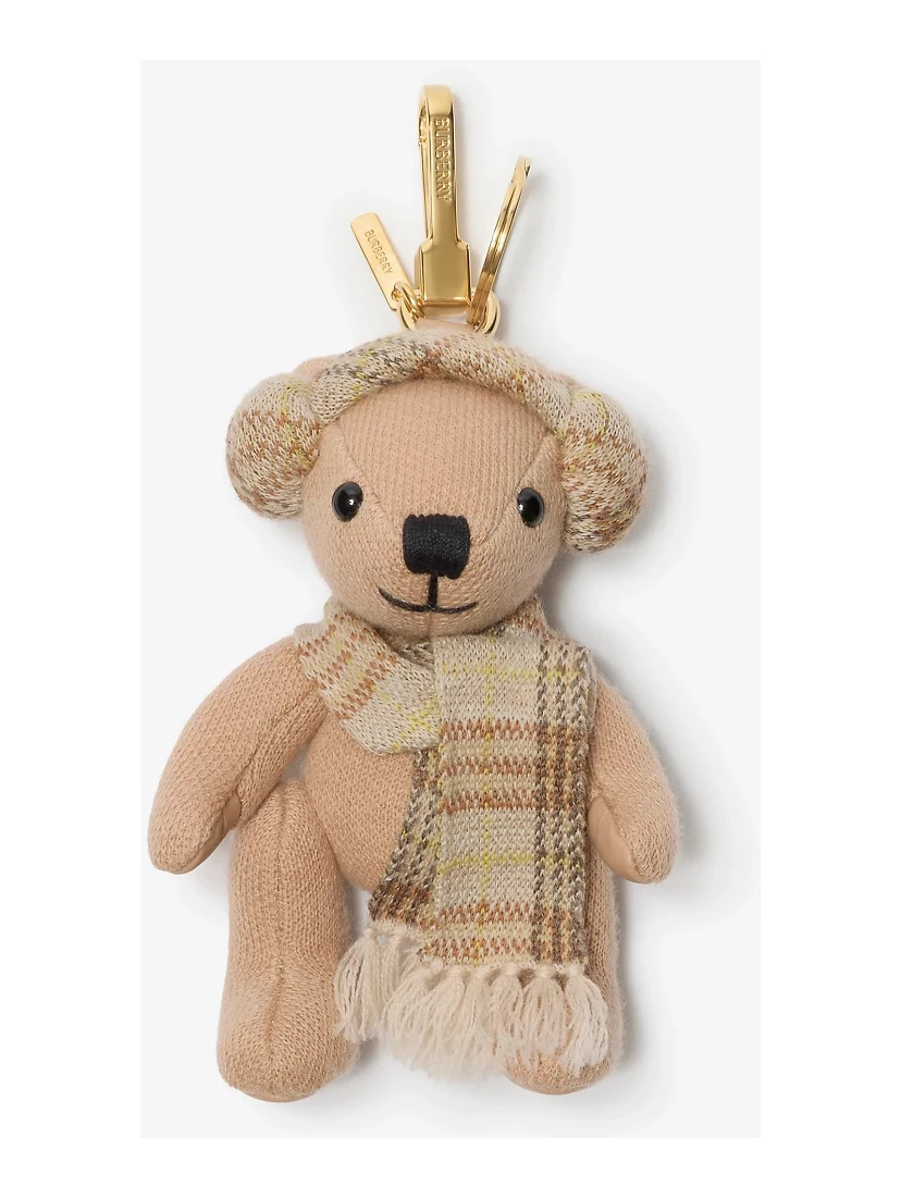 Thomas Bear checked-scarf bag charm