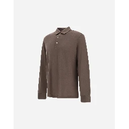 Wool polo shirt with long slevees