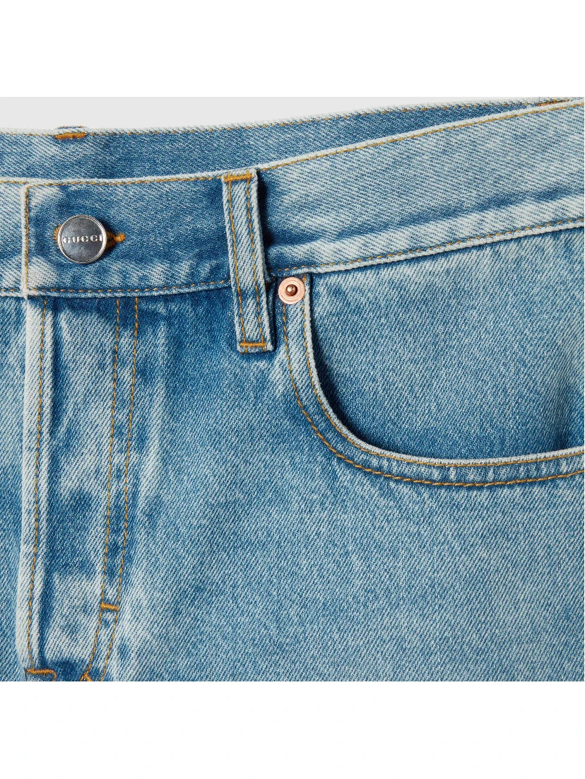 Stone-Washed denim shorts
