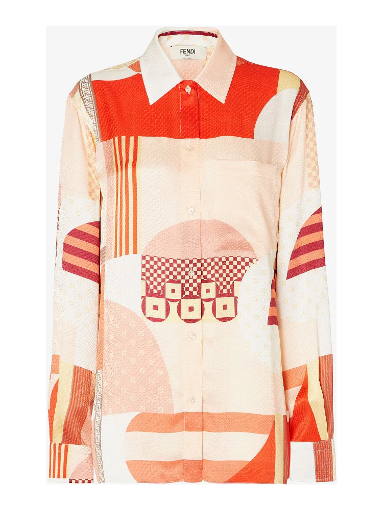 Abstract-pattern button-up shirt