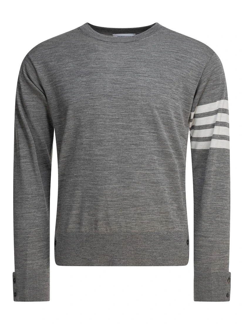 CLASSIC CREWNECK PULLOVER W/ 4 BAR SLEEVE IN FINE MERINO WOOL