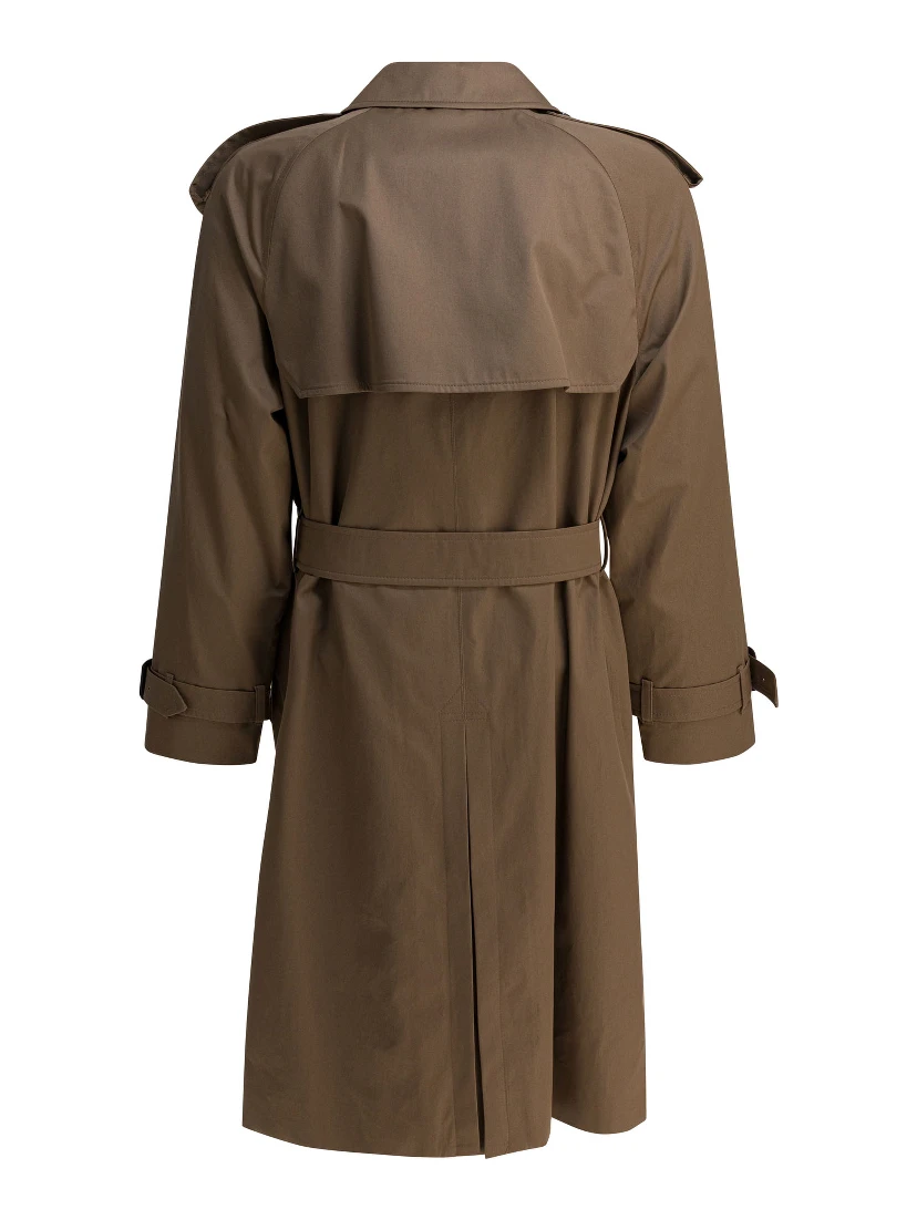 Long gabardine trench coat
