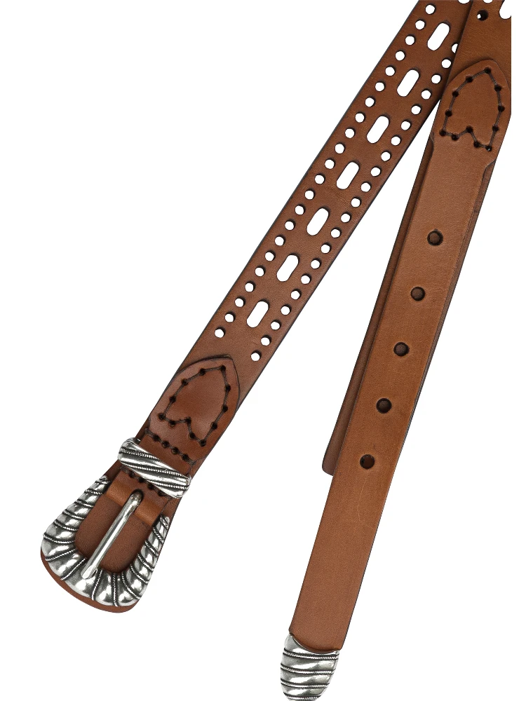 Leather belt with perforated details alternative