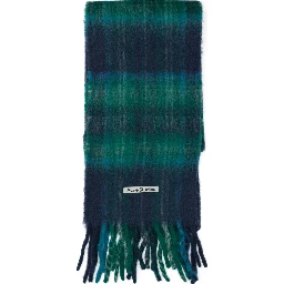 Mohair check scarf - Blue/green