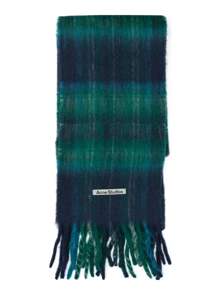 Mohair check scarf - Blue/green