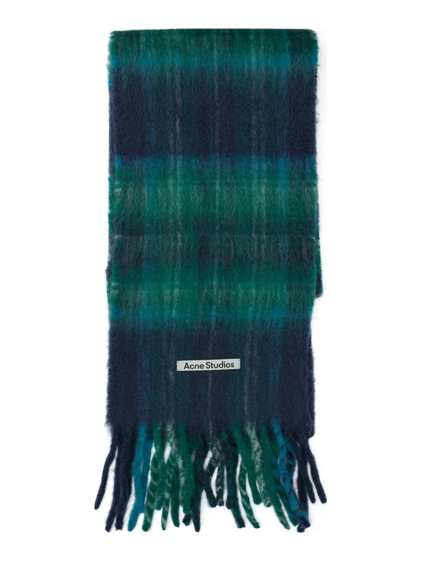 Mohair check scarf - Blue/green