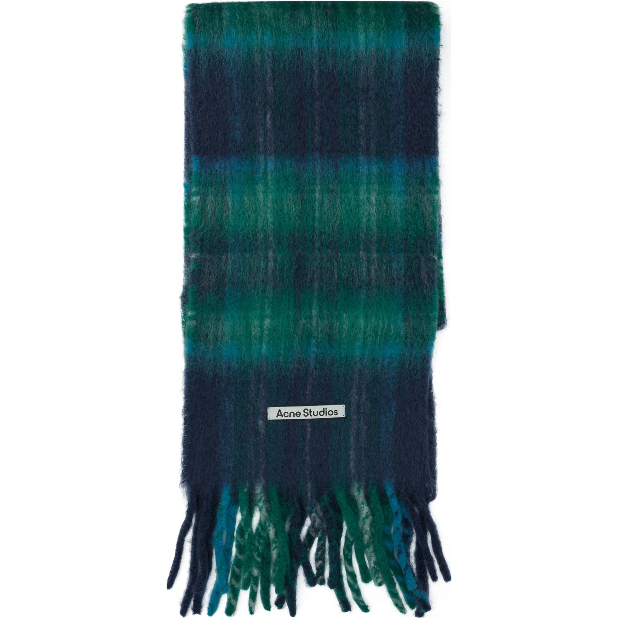 Mohair check scarf - Blue/green