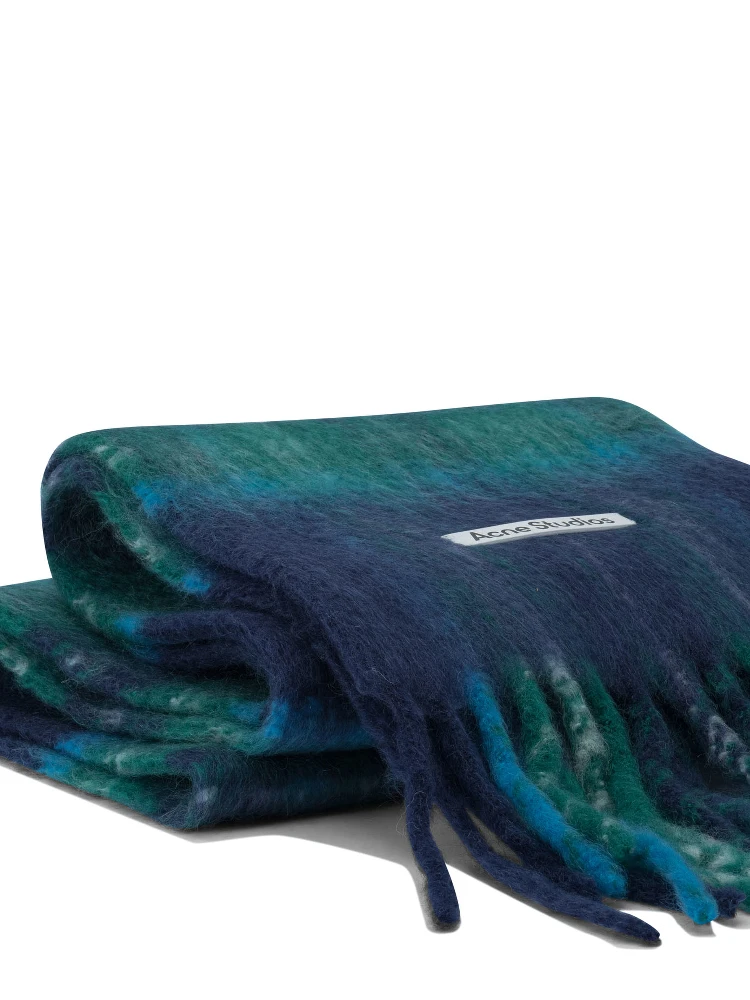 Mohair check scarf - Blue/green alternative