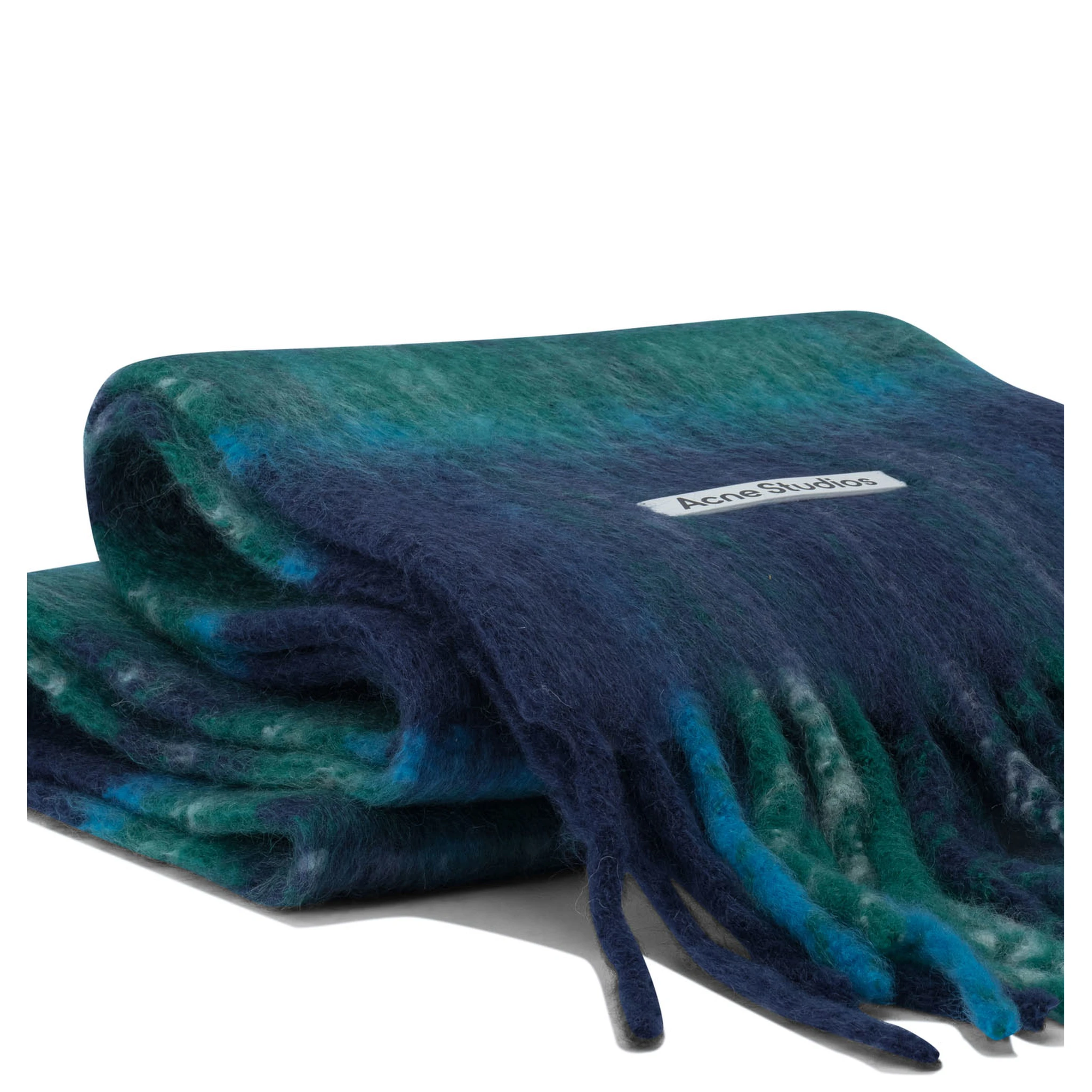 Mohair check scarf - Blue/green