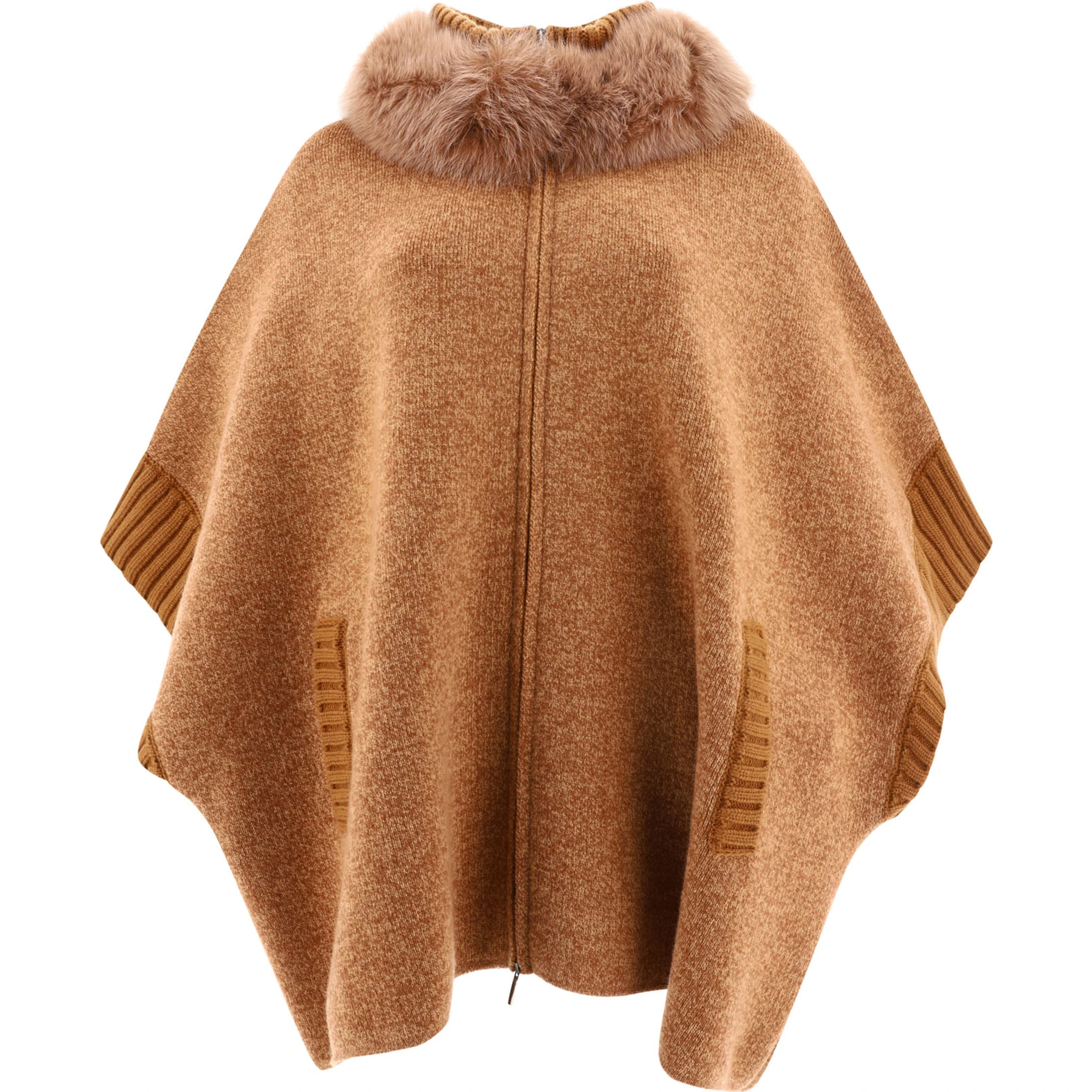 Cape with fur inserts
